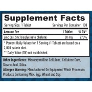 Chelated Zinc (Bisglycinate) 30mg / 100 Tabs